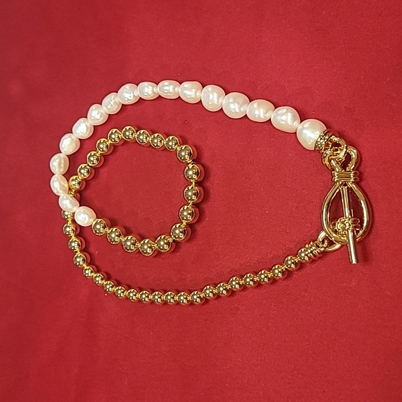 Missoma Baroque Pearl Beaded T-Bar Necklace New - Picture 3 of 4